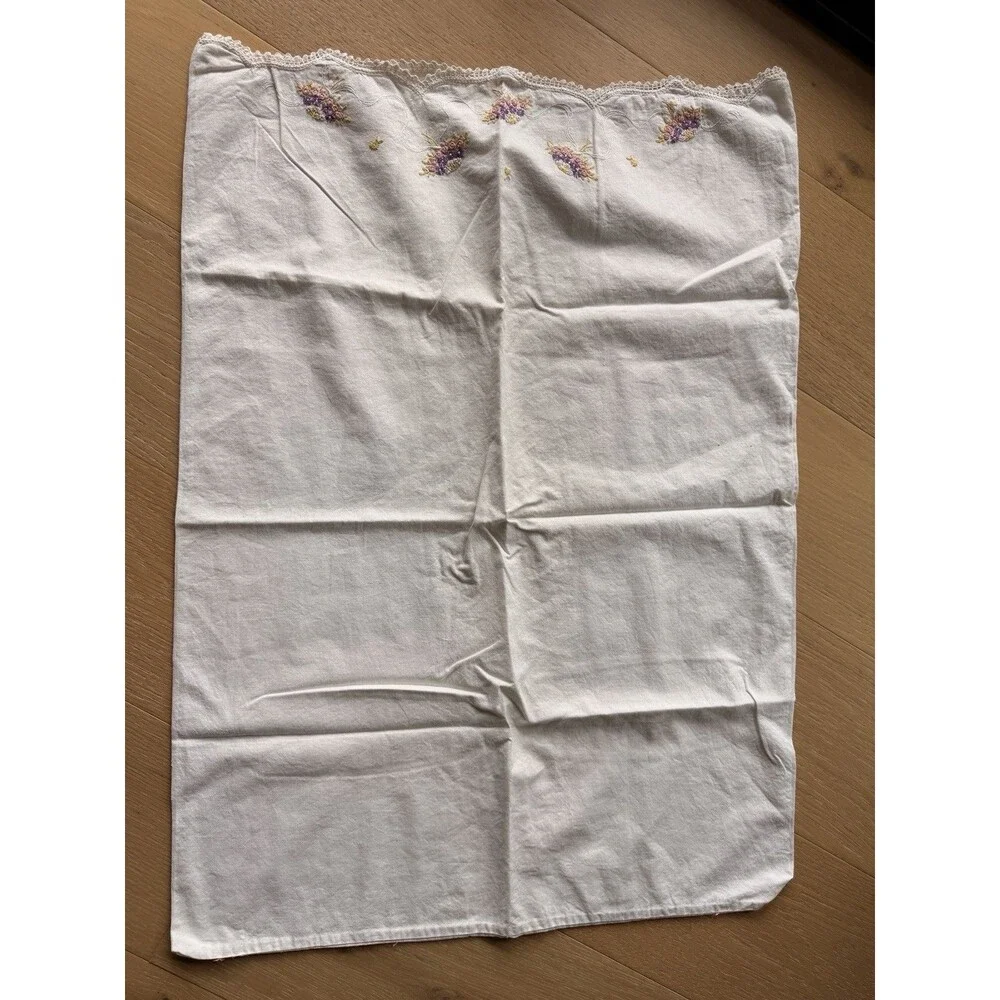 Vintage Handmade Embroidered Standard Pillowcases Lot 3 Floral ￼